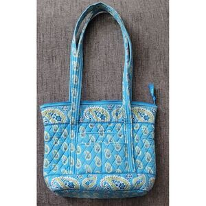Vera Bradley Women's Bermuda‎ Blue Cotton Quilted Tote Purse Shoulder HandBag